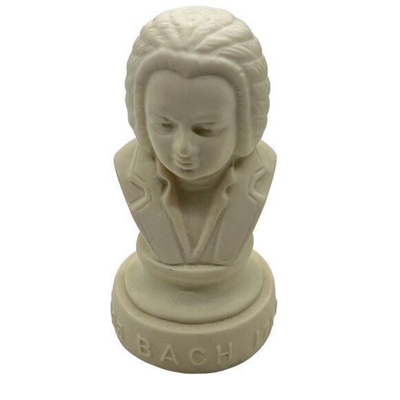 Bach Bust Sculpture Vintage A Halbe Statuette Composer Johann Sebastian Novelty - Picture 1 of 16
